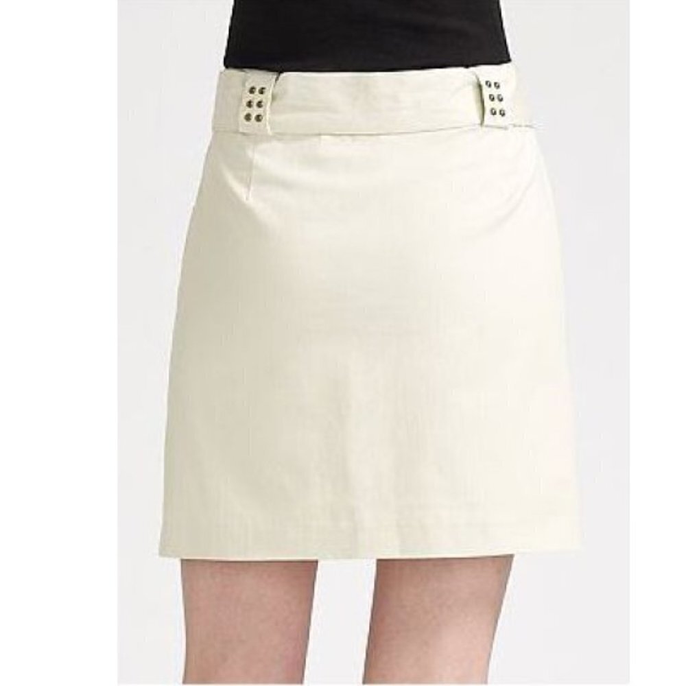 Milly Stretch-Italian Cotton Nailhead Trim Skirt